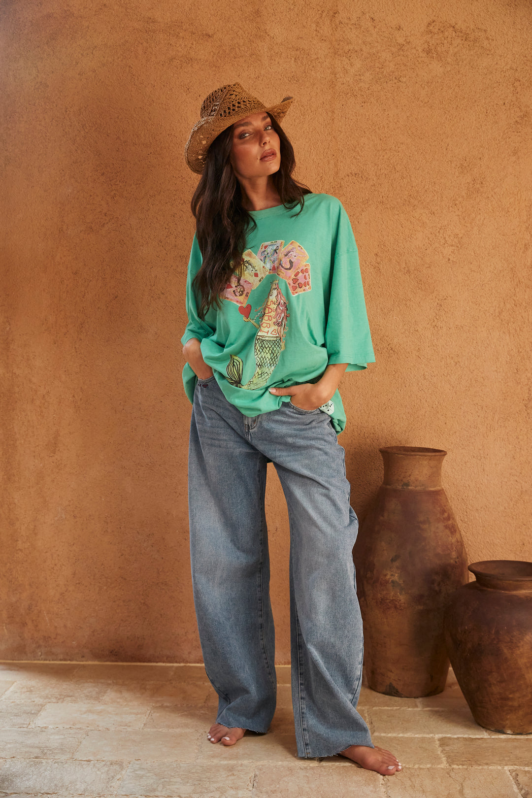 THE VERY OVERSIZED LUCKY MERMAID TEE - GREEN