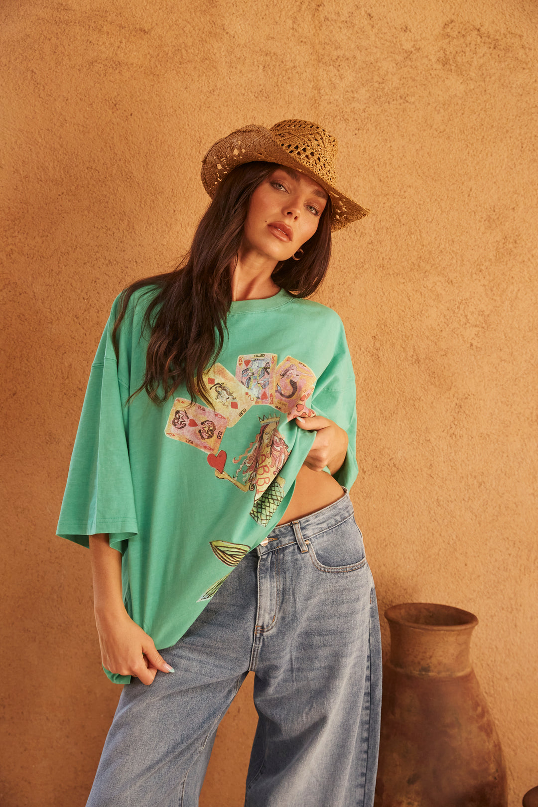 THE VERY OVERSIZED LUCKY MERMAID TEE - GREEN