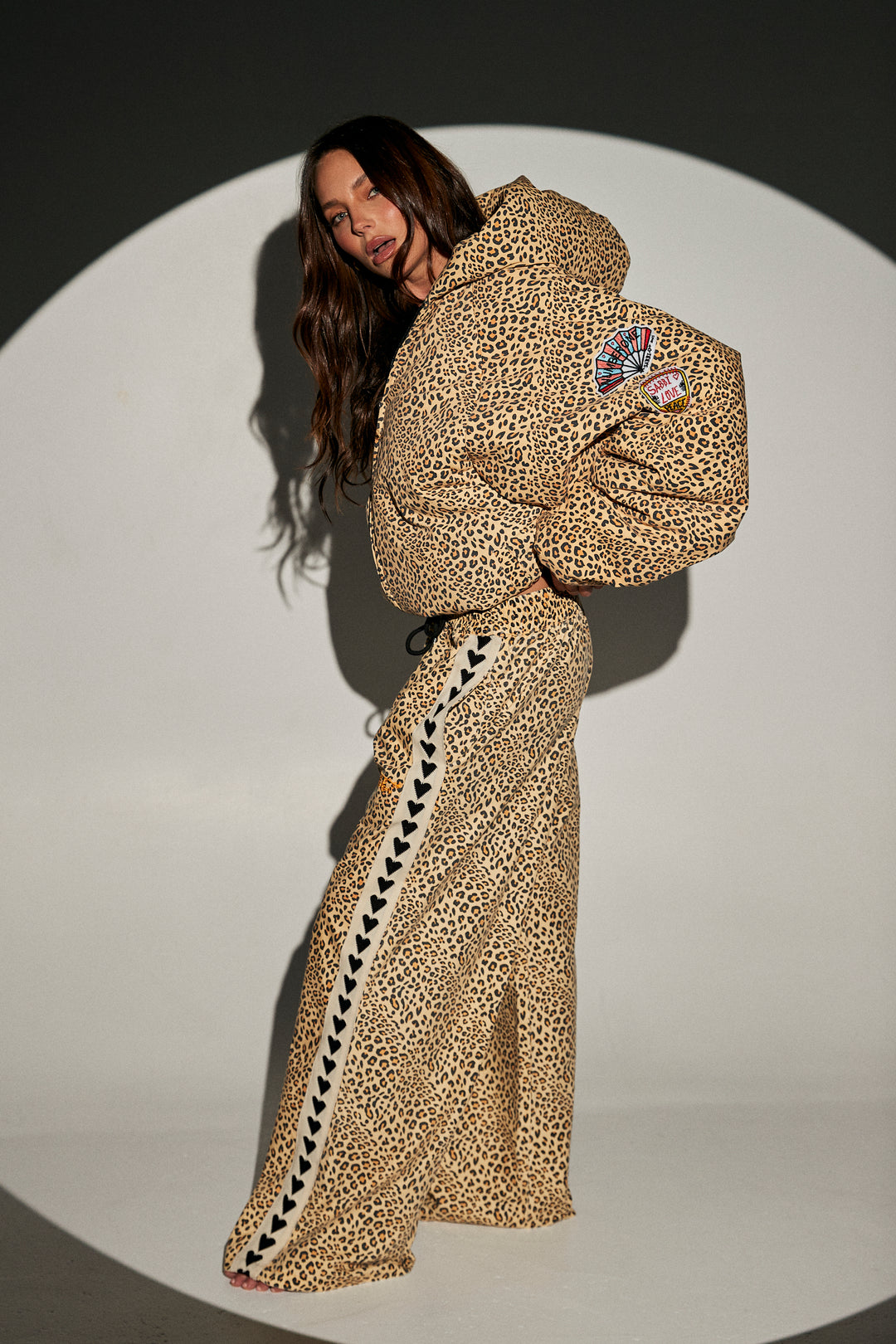 RAVING HEARTS PANTS - DRILL LEOPARD