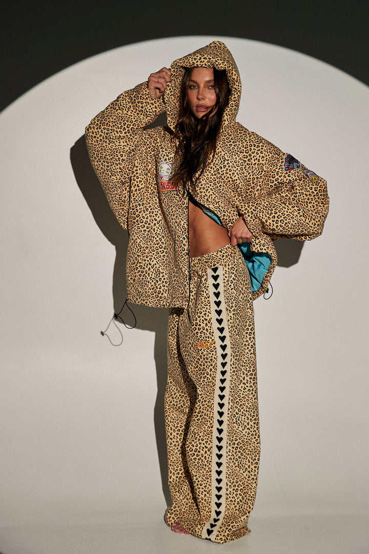 RAVING HEARTS PANTS - DRILL LEOPARD