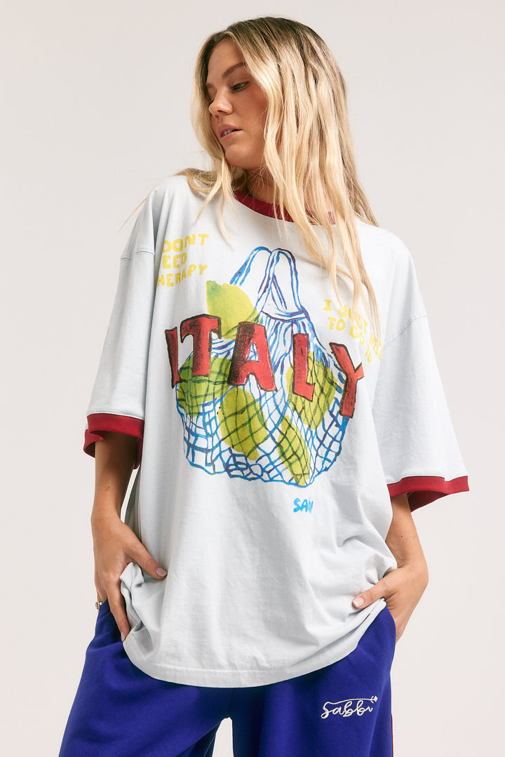 THE VERY OVERSIZED ITALY TEE - SKY