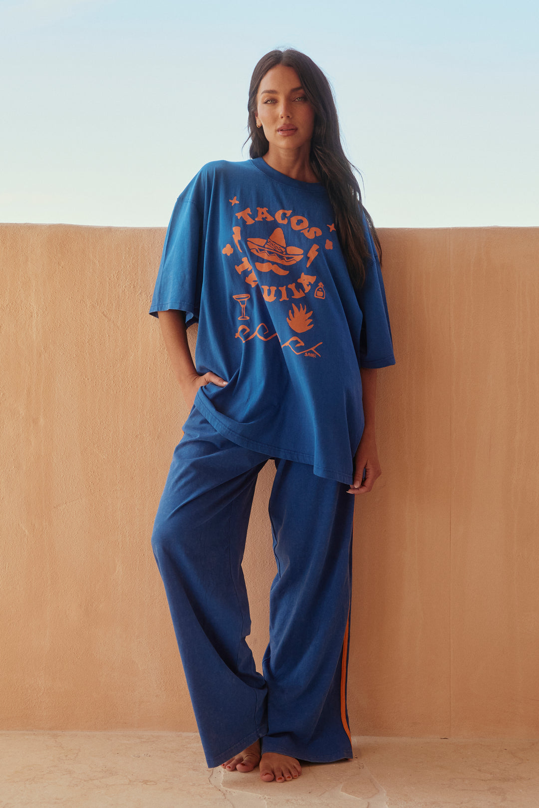 THE CHIDO PANTS - ROYAL & ORANGE