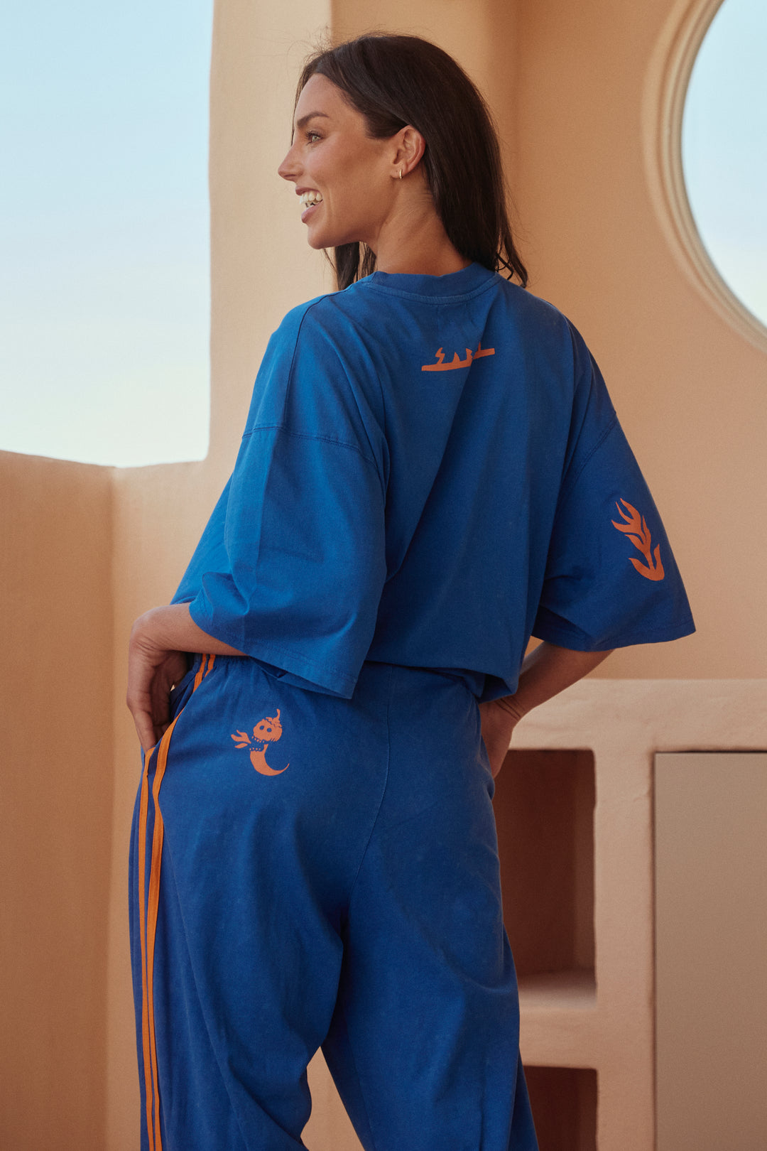 THE CHIDO PANTS - ROYAL & ORANGE