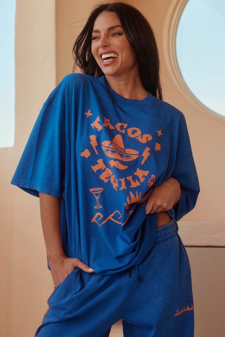 TACO TEQUILA TEE - ROYAL & ORANGE
