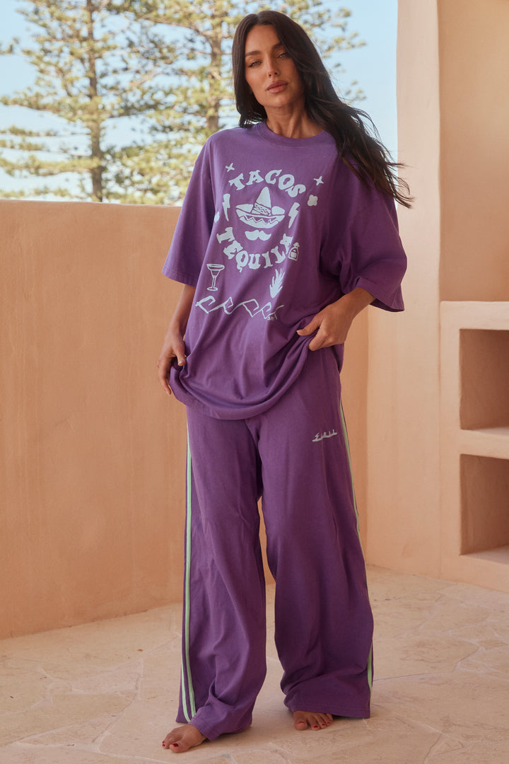 THE CHIDO PANTS - PURPLE & AQUA BLUE