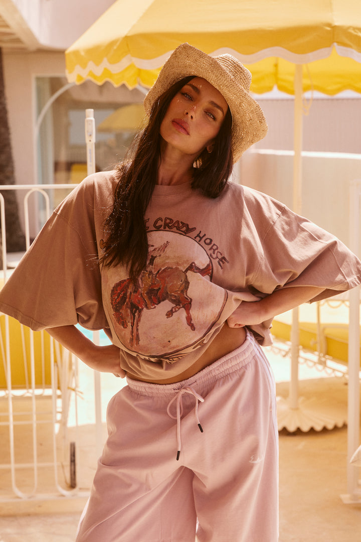THE VERY OVERSIZED CRAZY HORSE TEE - WASHED CLAY