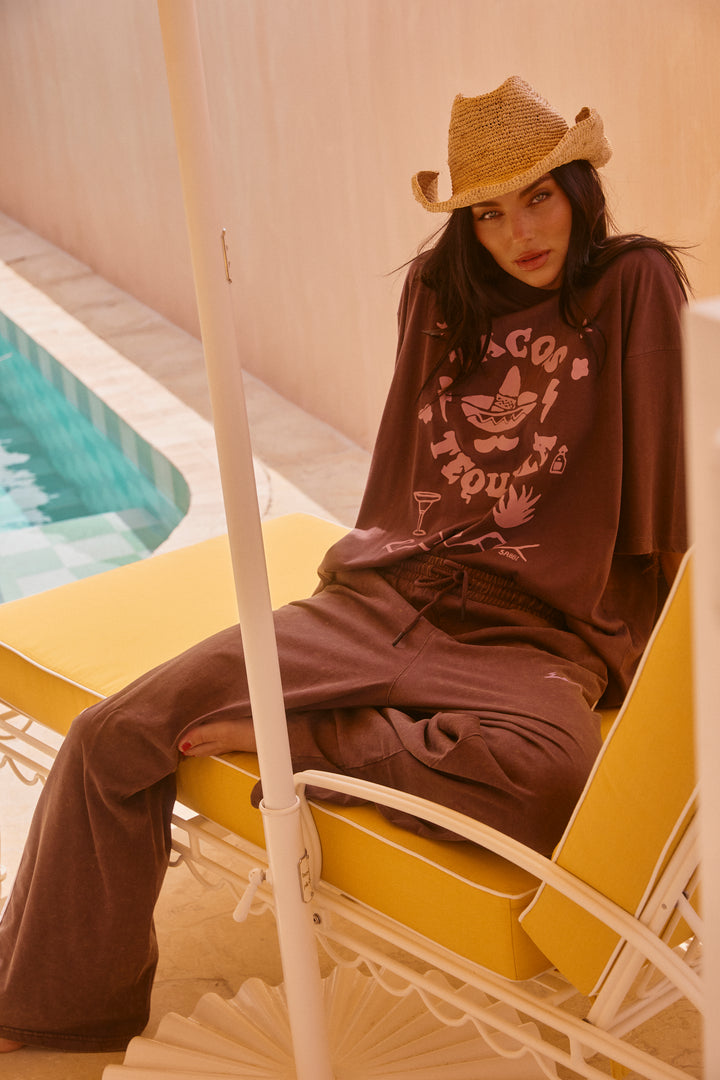 THE VERY OVERSIZED TACO TEQUILA TEE - COFFEE