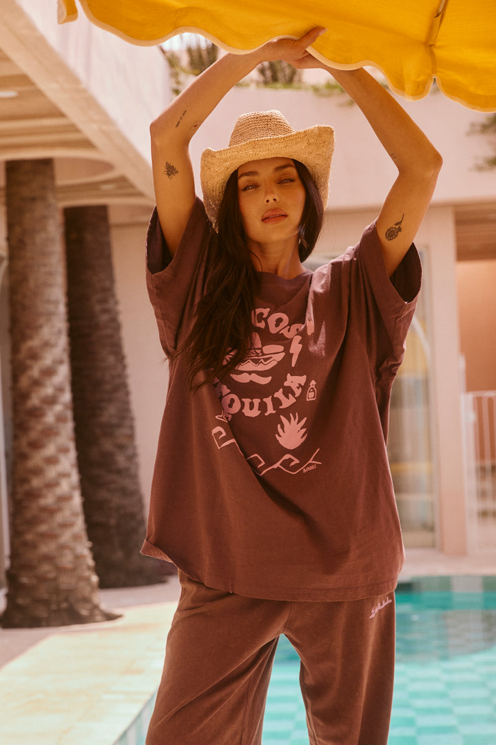 THE VERY OVERSIZED TACO TEQUILA TEE - COFFEE