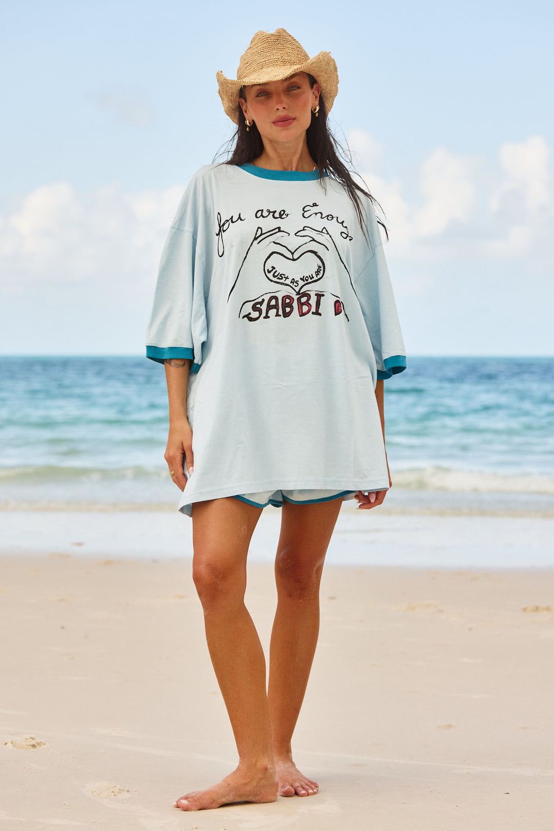 THE VERY OVERSIZED YOU'RE ENOUGH TEE - SKY