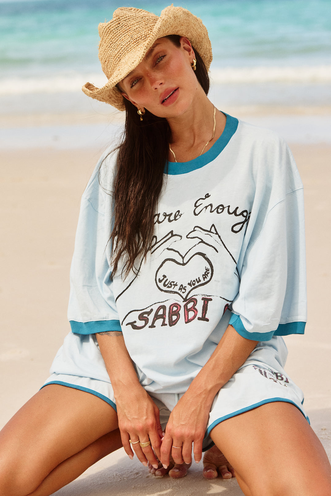 THE VERY OVERSIZED YOU'RE ENOUGH TEE - SKY