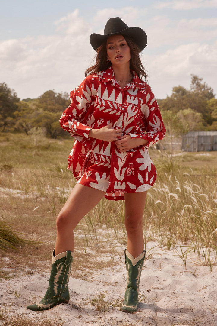 THE ALTOS SHORT - RED LINEN