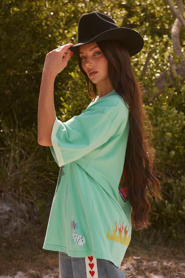 THE VERY OVERSIZED LUCKY MERMAID TEE - LIGHT GREEN
