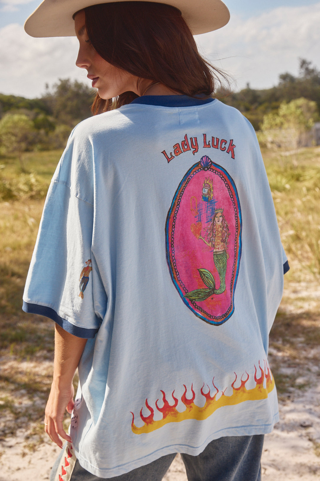 THE VERY OVERSIZED LUCKY MERMAID TEE -SKY BLUE