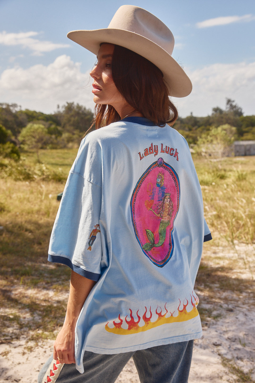THE VERY OVERSIZED LUCKY MERMAID TEE -SKY BLUE