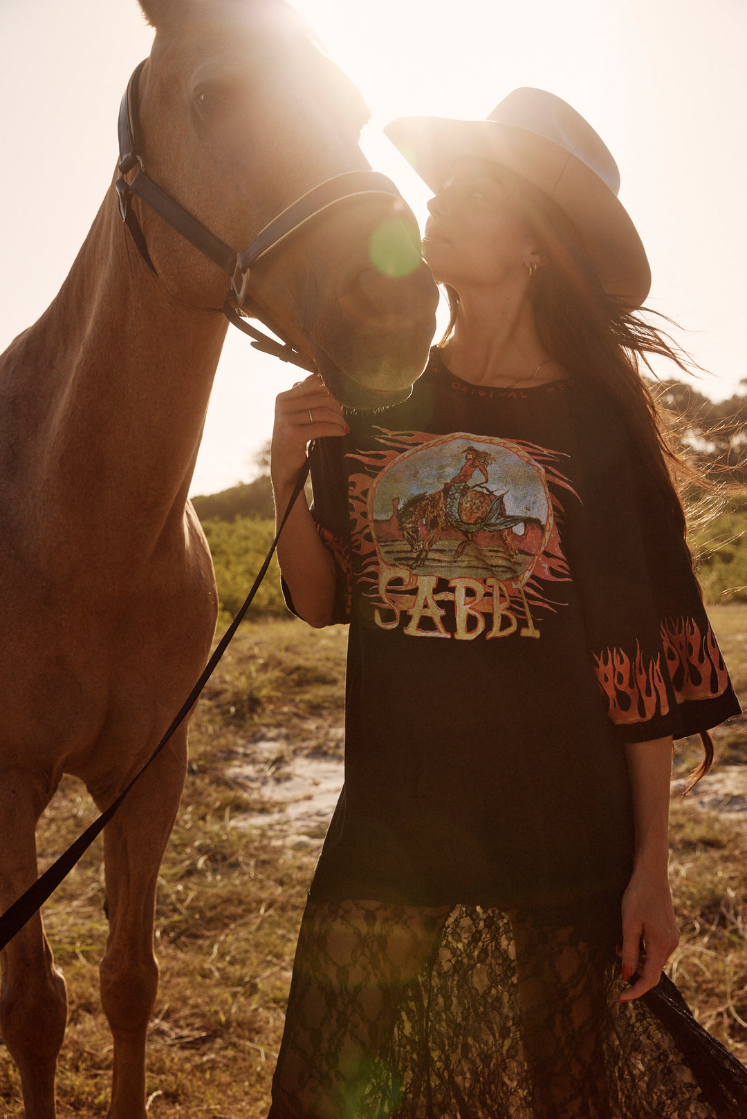 THE VERY OVERSIZED FLAMING COWBOY TEE - BLACK