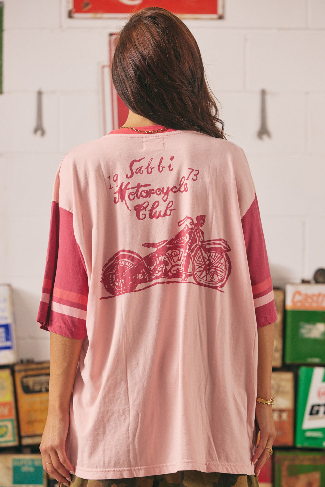 THE VERY OVERSIZED ROSES + TATTOOS TEE - PINK