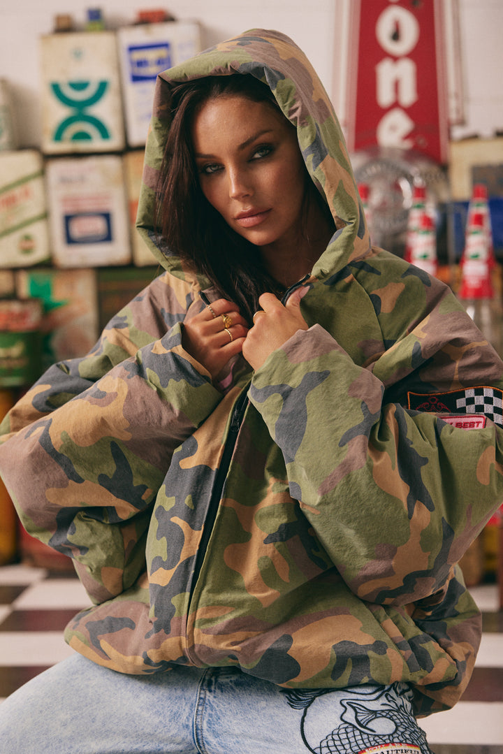 THE BE KIND BOMBER JACKET - CAMO