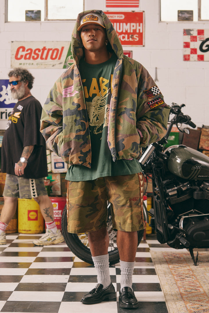 THE CANVAS RAVING HEARTS SHORTS - CAMO