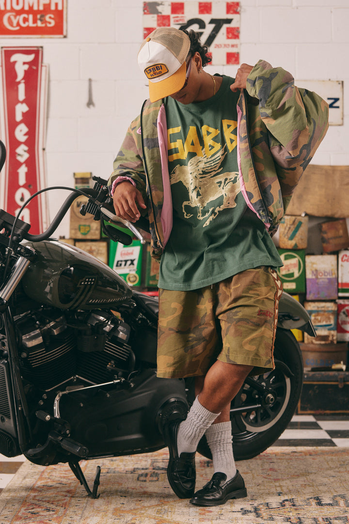 THE CANVAS RAVING HEARTS SHORTS - CAMO