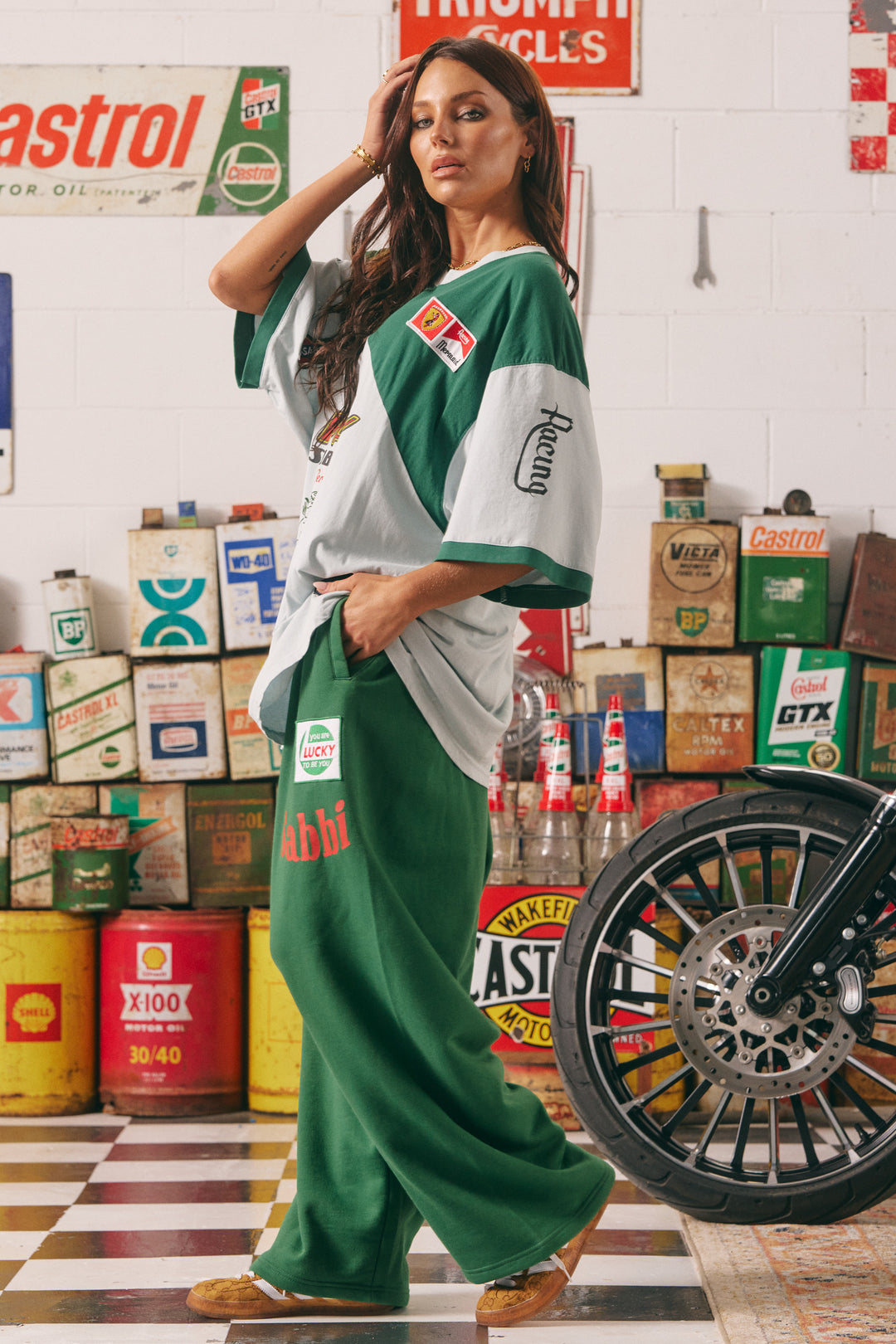 THE VERY OVERSIZED MERMAID RACING TEE - SKY & GREEN