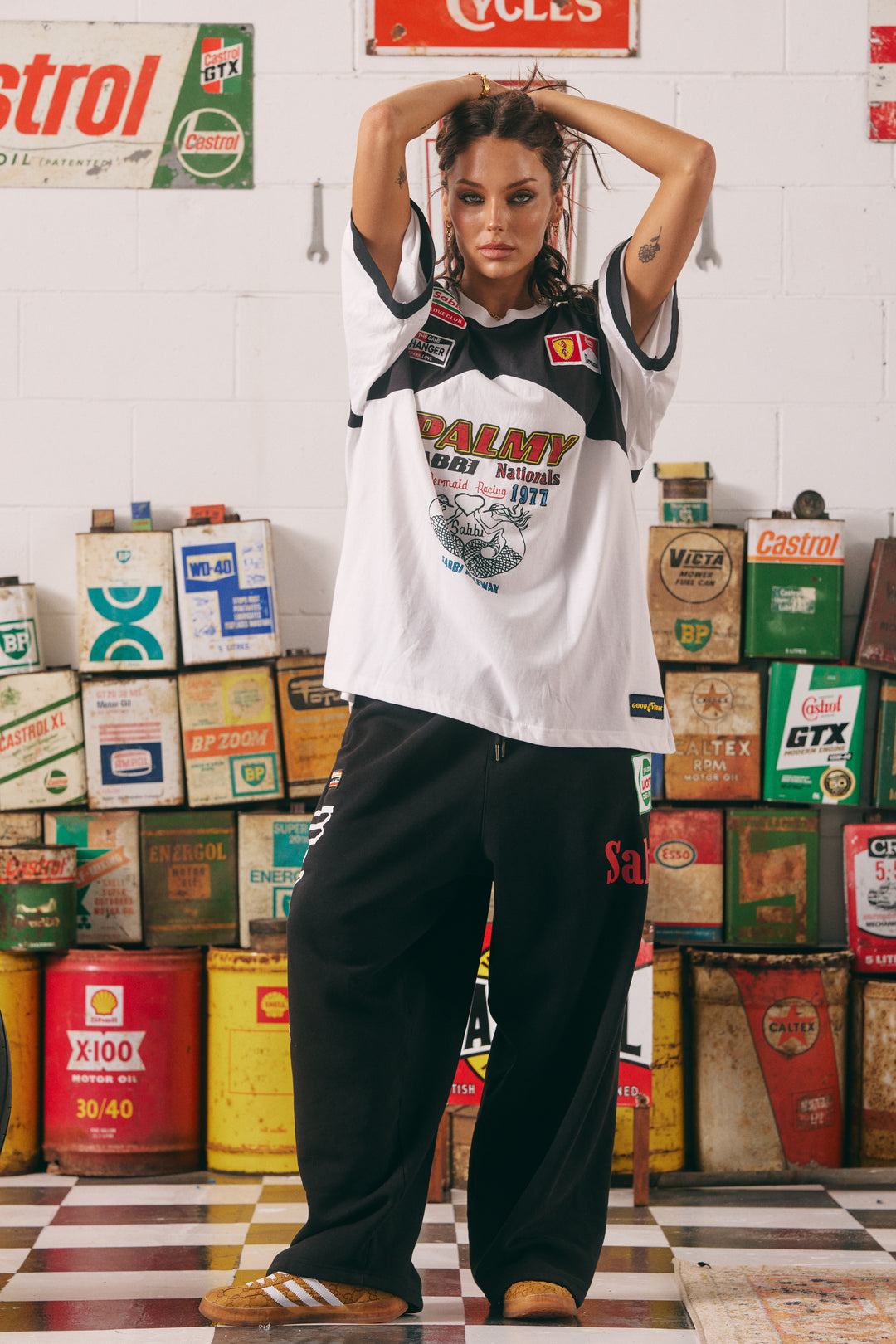 THE VERY OVERSIZED MERMAID RACING TEE - BLACK & WHITE