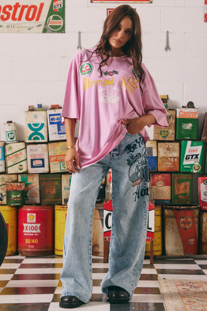 THE MERMAID RACING DENIM JEANS