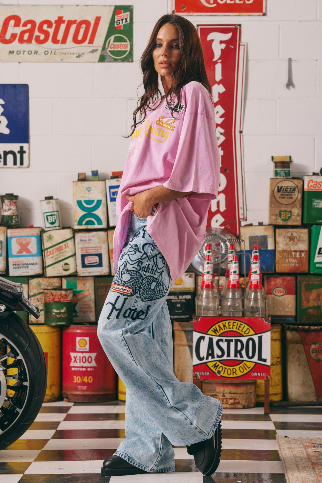 THE MERMAID RACING DENIM JEANS