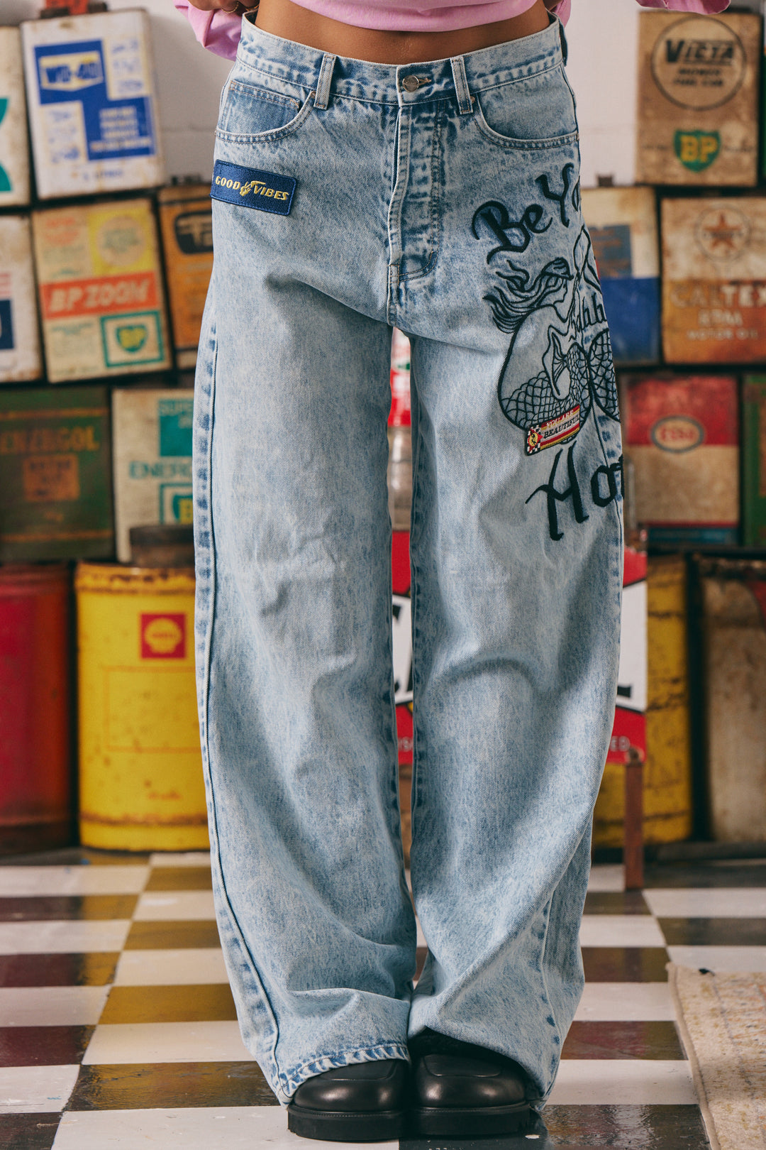 THE MERMAID RACING DENIM JEANS