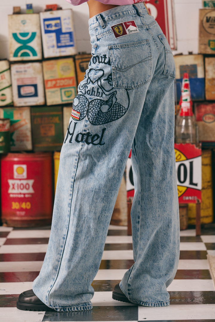 THE MERMAID RACING DENIM JEANS