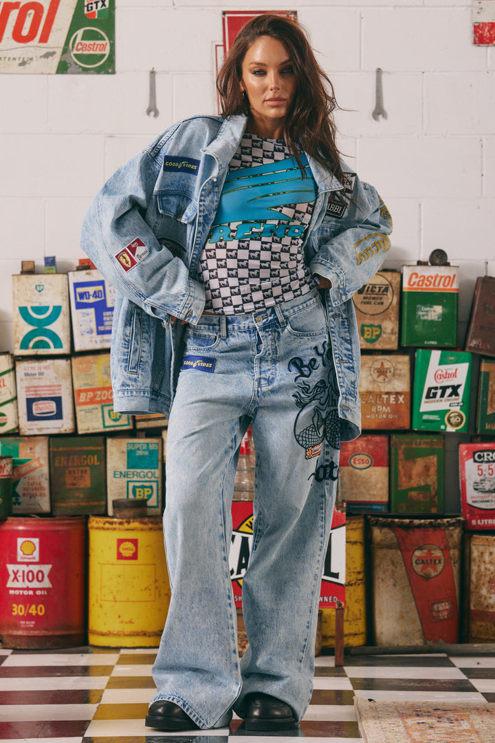 THE MERMAID RACING DENIM JEANS