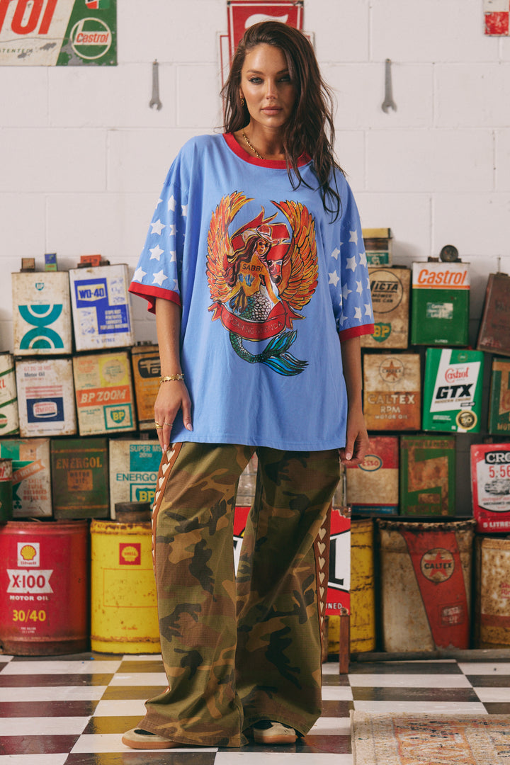 THE VERY OVERSIZED DREAM BIG BRENDA TEE - PERIWINKLE