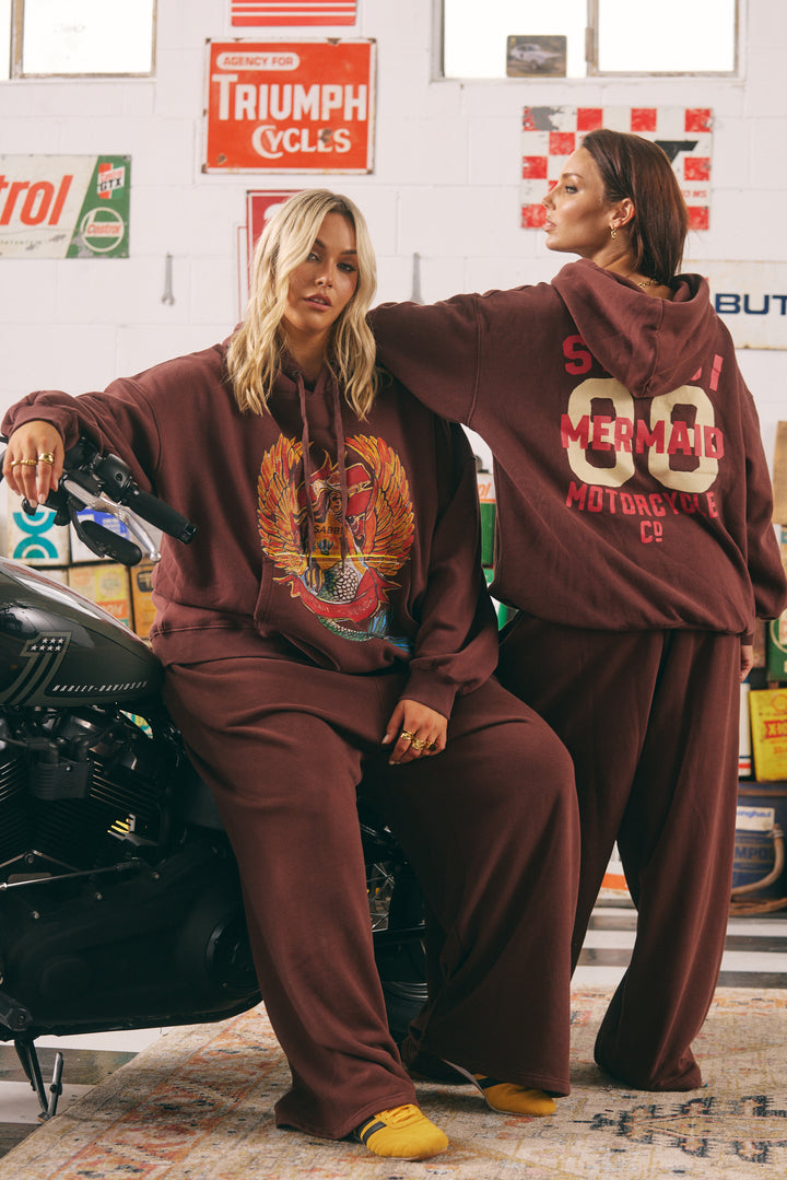 THE BRENDA ENERGY WIDE LEG SWEAT PANTS - CHOCOLATE