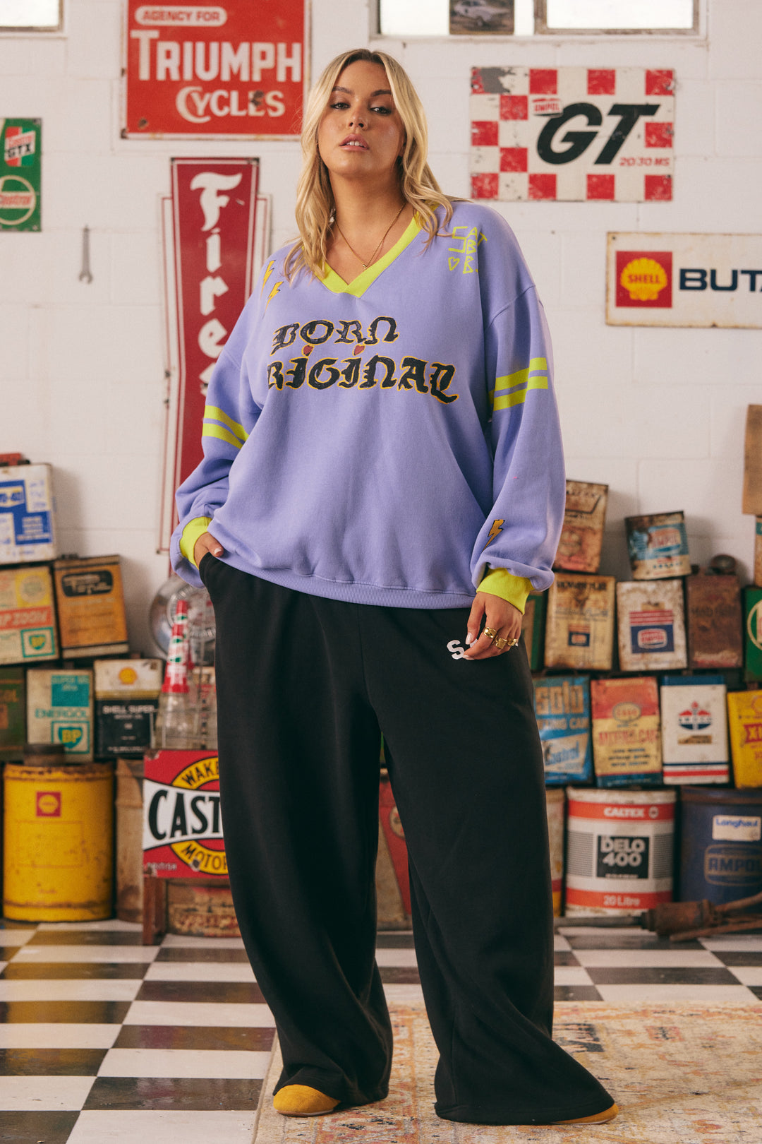 THE BORN ORIGINAL V NECK DIEGO JUMPER -LILAC