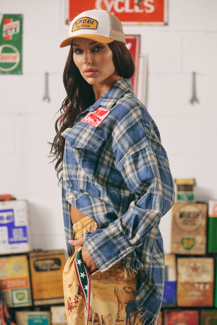 THE HORSE POWER FLANNEL SHIRT - BLUE