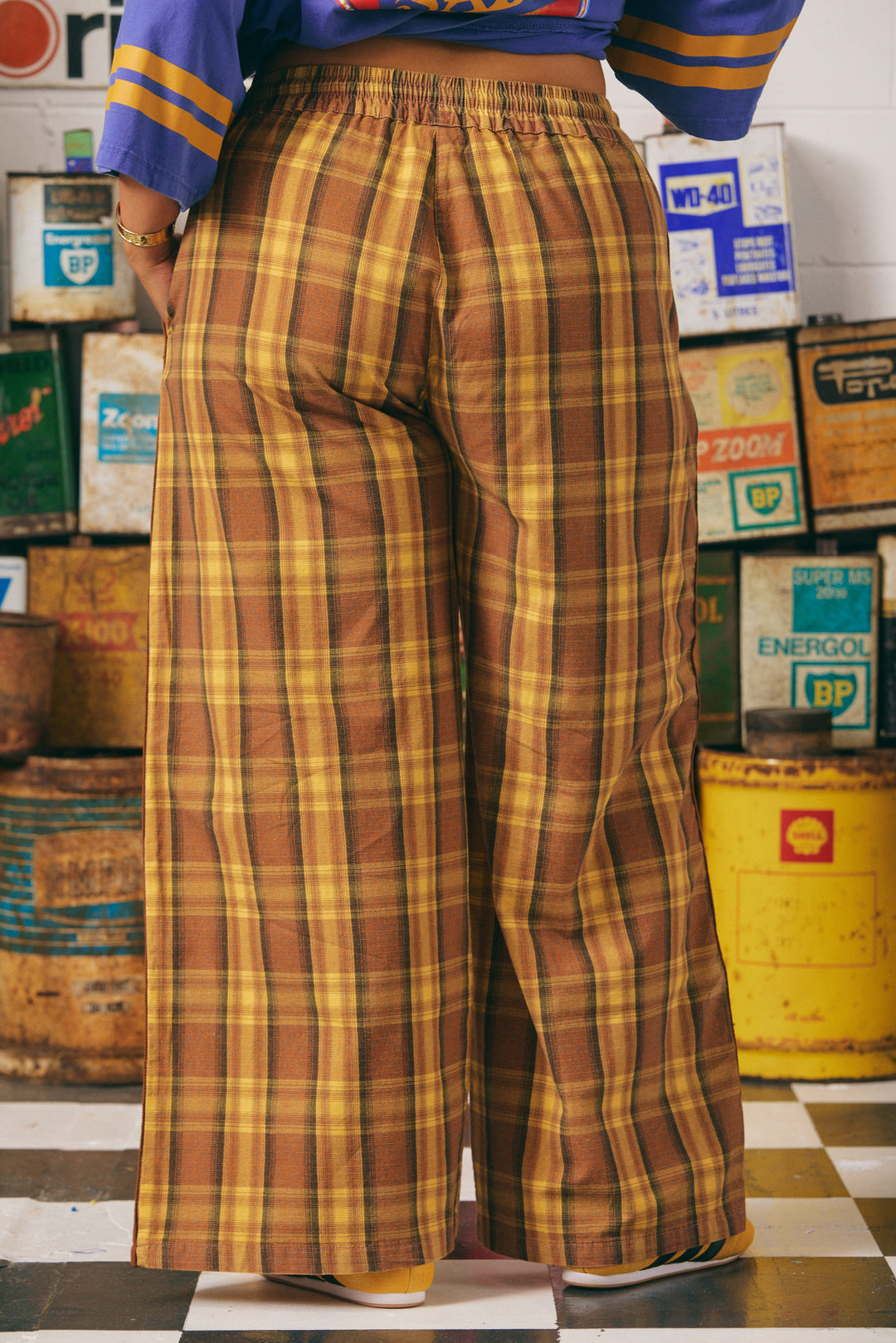 THE CANVAS RAVING HEARTS PANTS - TARTAN MUSTARD