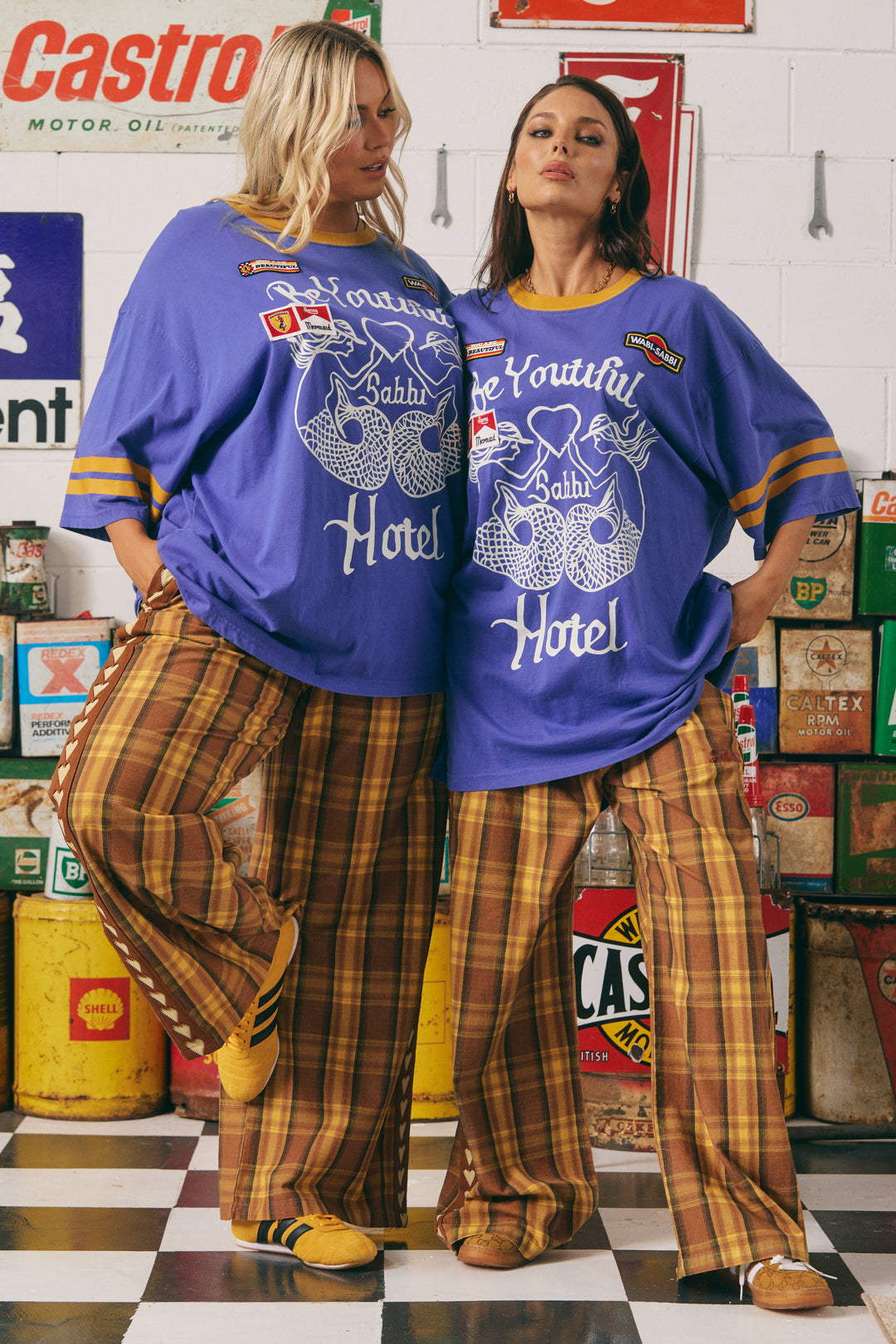 THE CANVAS RAVING HEARTS PANTS - TARTAN MUSTARD