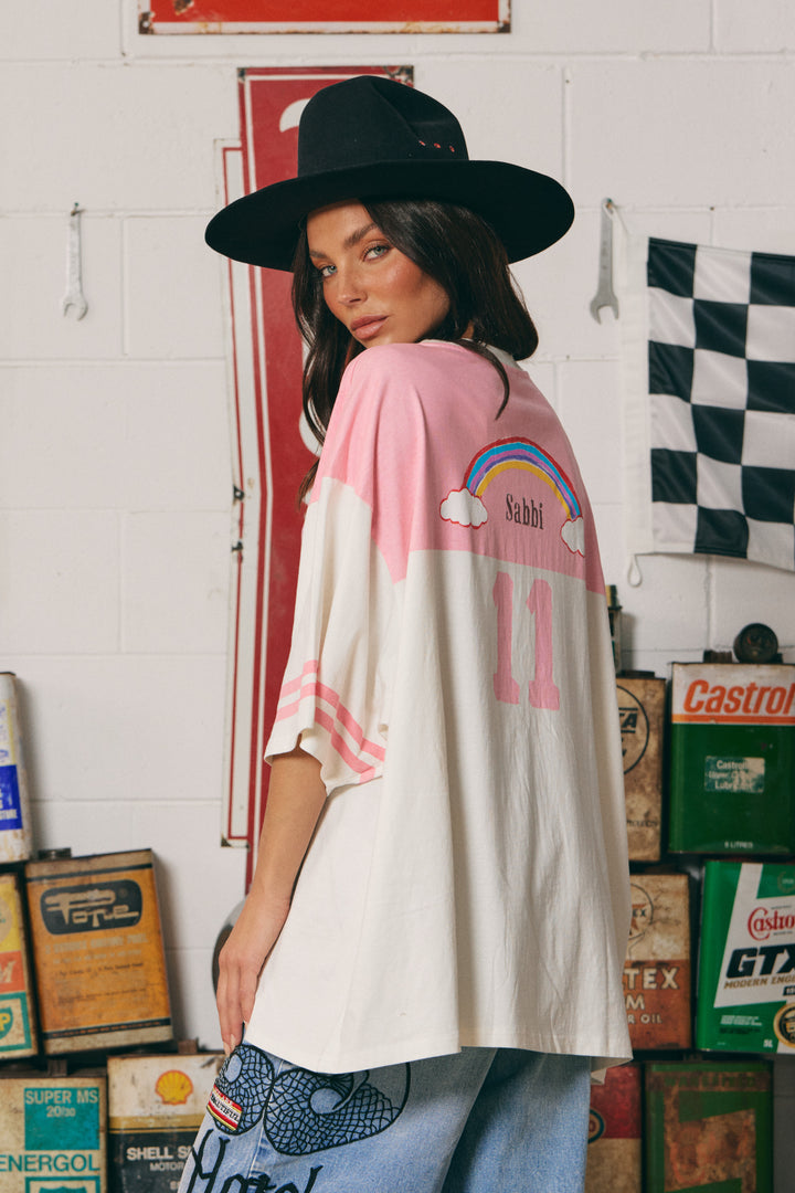 THE BOYFRIEND FIT PONY CLUB TEE - PINK