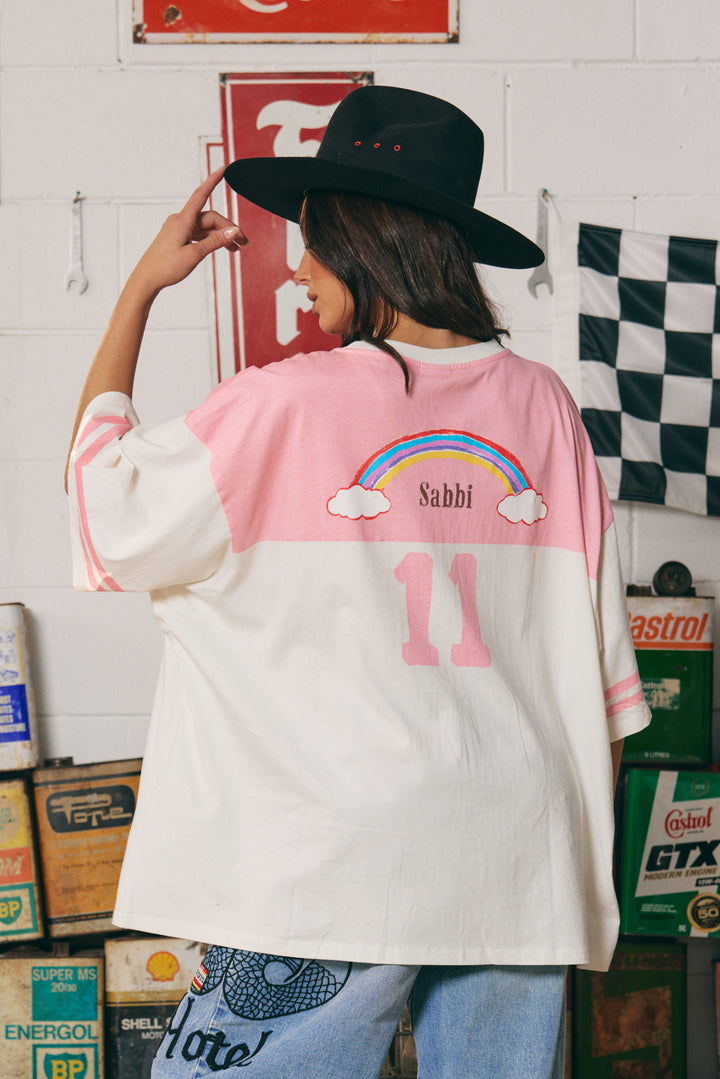 THE BOYFRIEND FIT PONY CLUB TEE - PINK