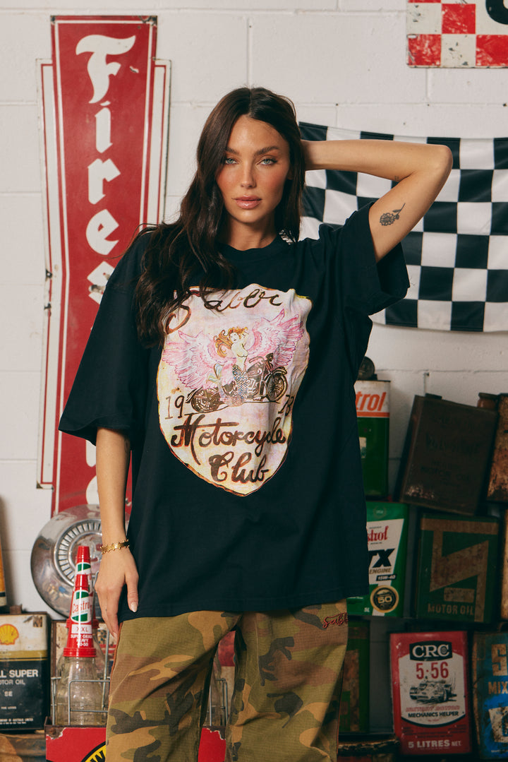 THE VERY OVERSIZED RIDE OR DIE TEE - WASHED BLACK