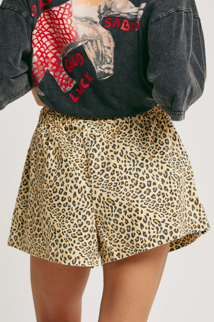 LEOPARD DRILL MINI SHORTS