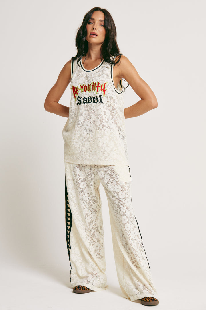 RAVING HEART LACE PANTS - CREAM