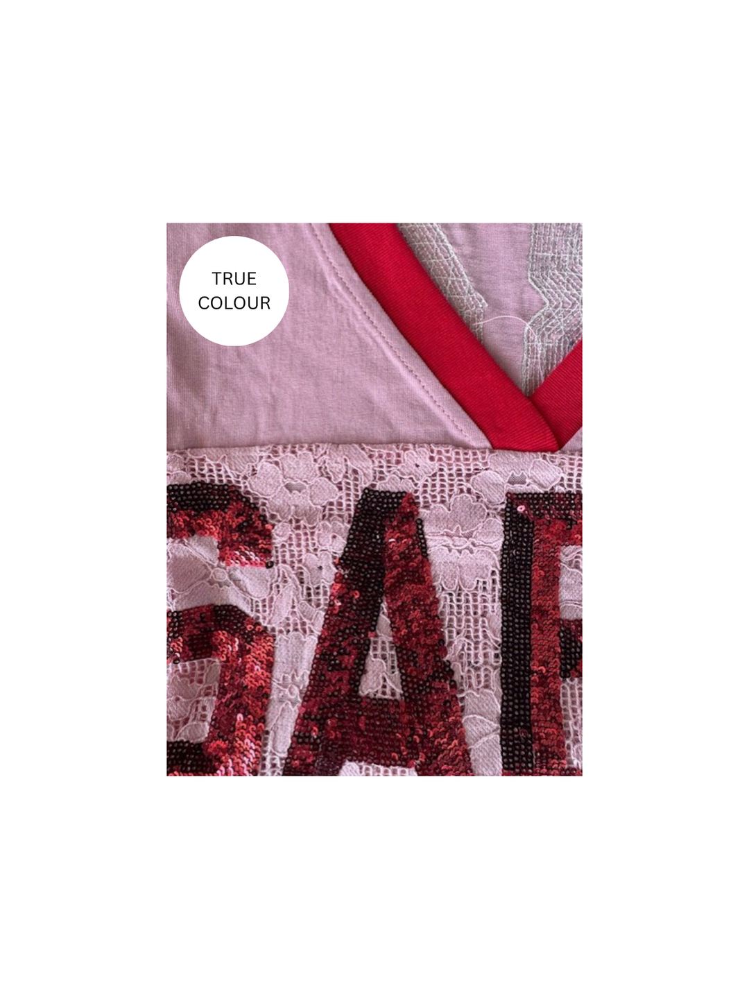 THE LACE VARSITY JERSEY- PINK