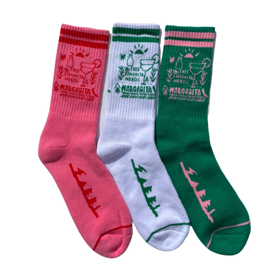 THE MARGIE SOCKS- WHITE & GREEN