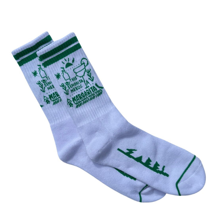 THE MARGIE SOCKS- WHITE & GREEN