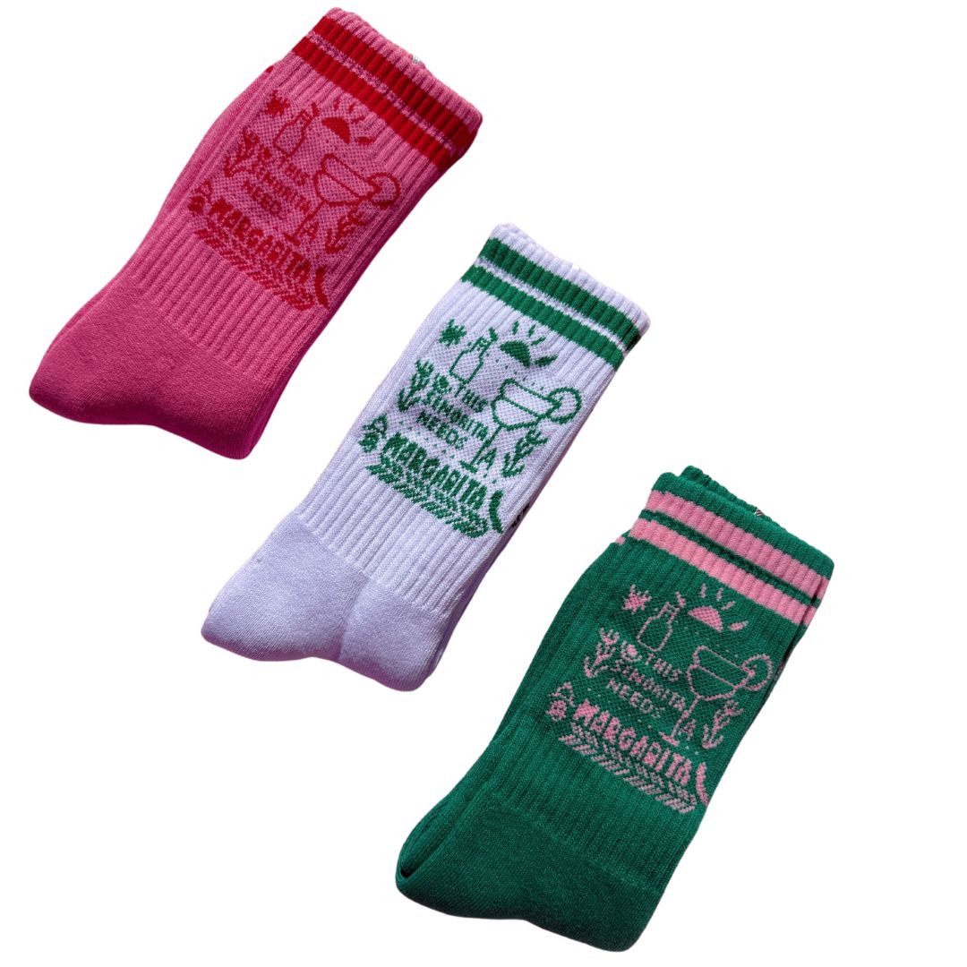 THE MARGIE SOCKS - GREEN & PINK