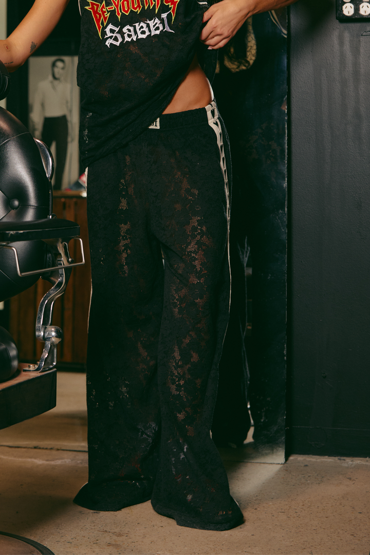 RAVING HEART LACE PANTS - BLACK