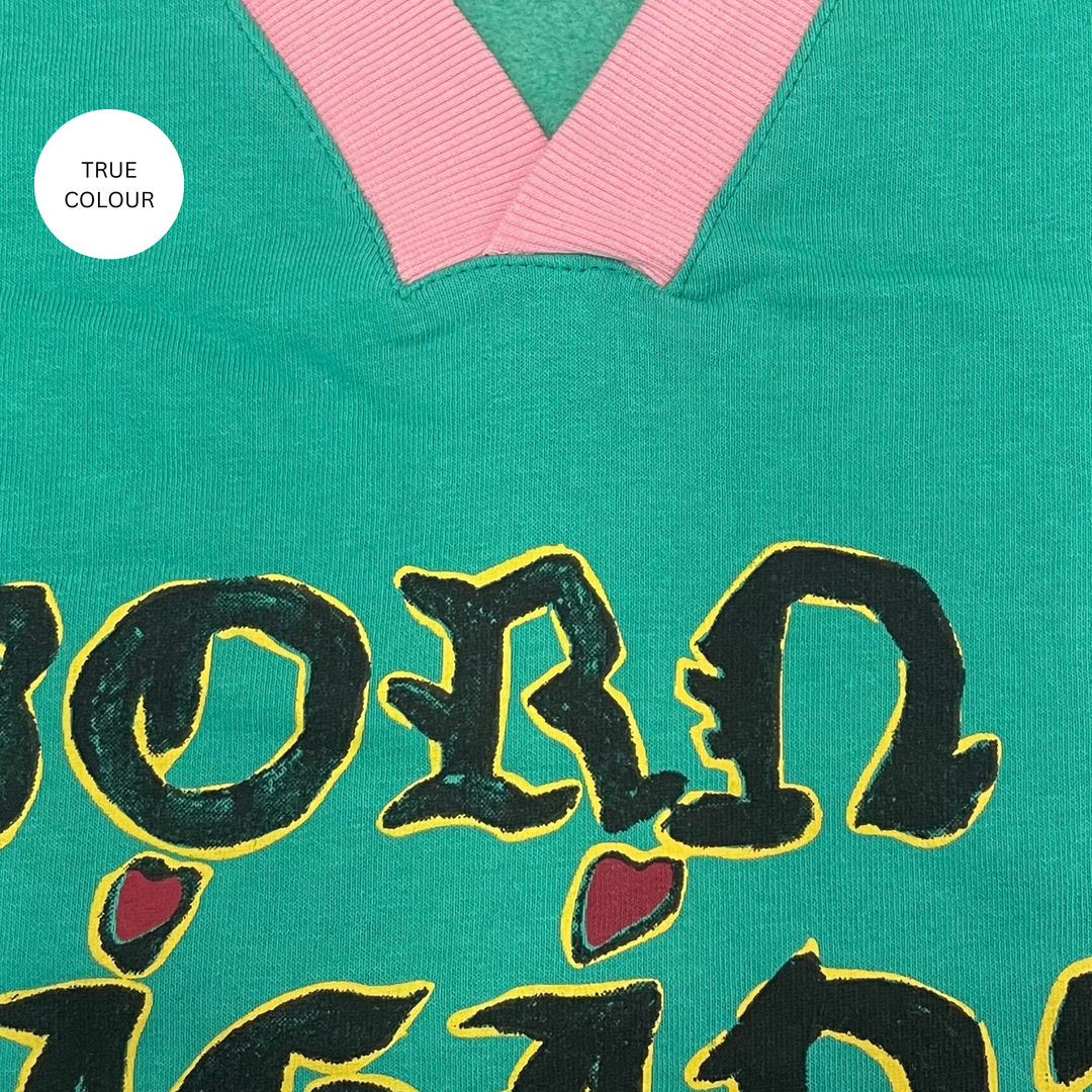 THE BORN ORIGINAL V NECK DIEGO JUMPER - TEAL & PINK
