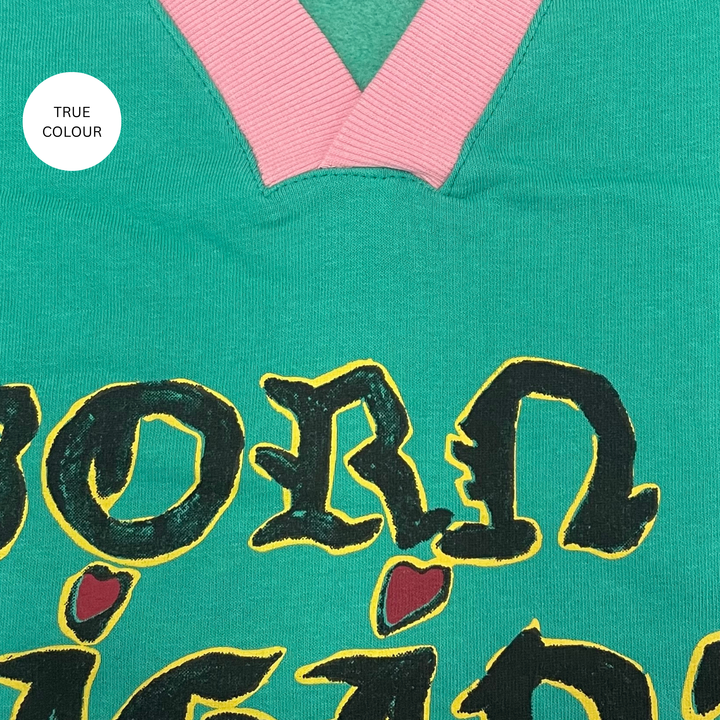 THE BORN ORIGINAL V NECK DIEGO JUMPER - TEAL & PINK