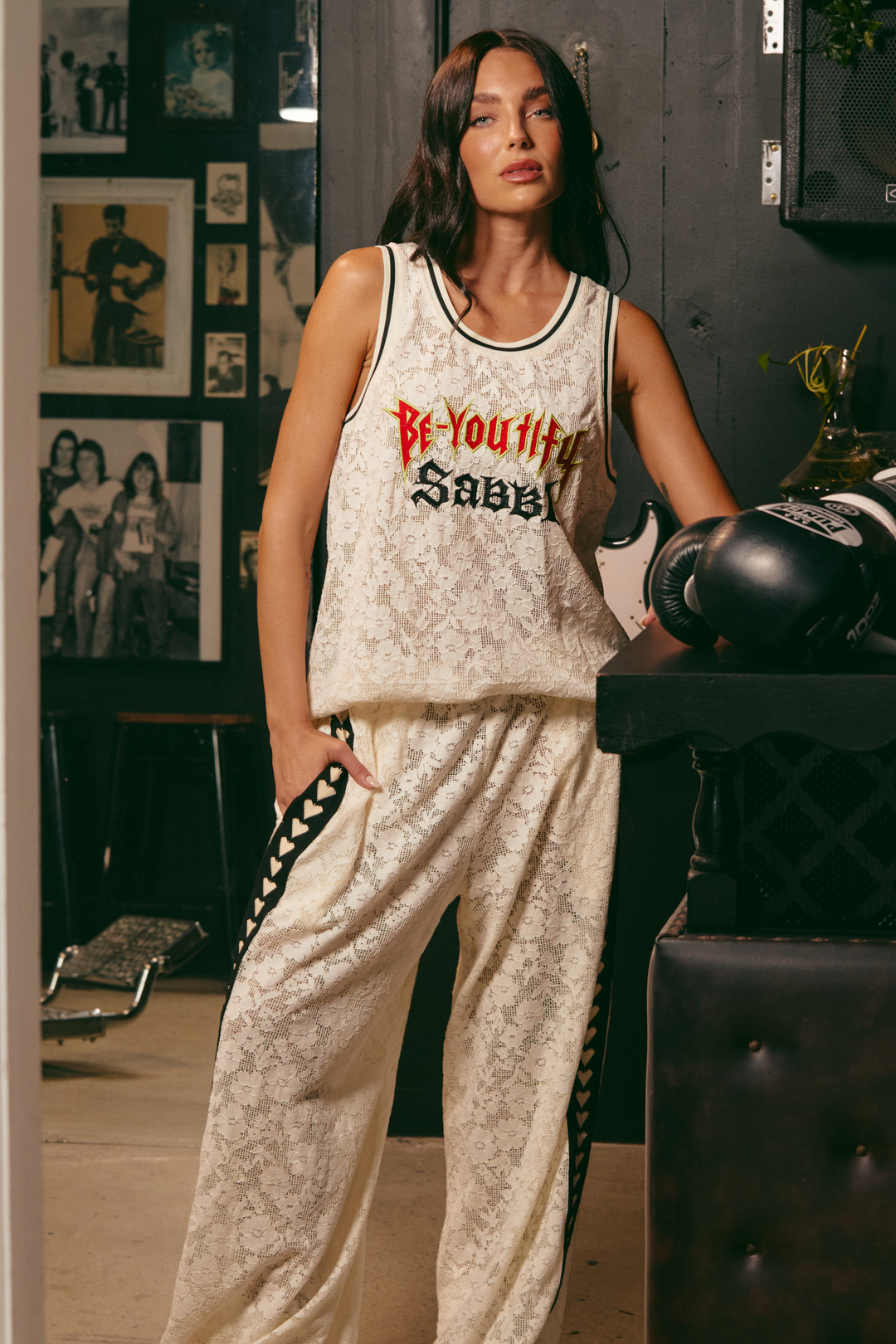 THE BE YOUTIFUL LACE SINGLET - CREAM