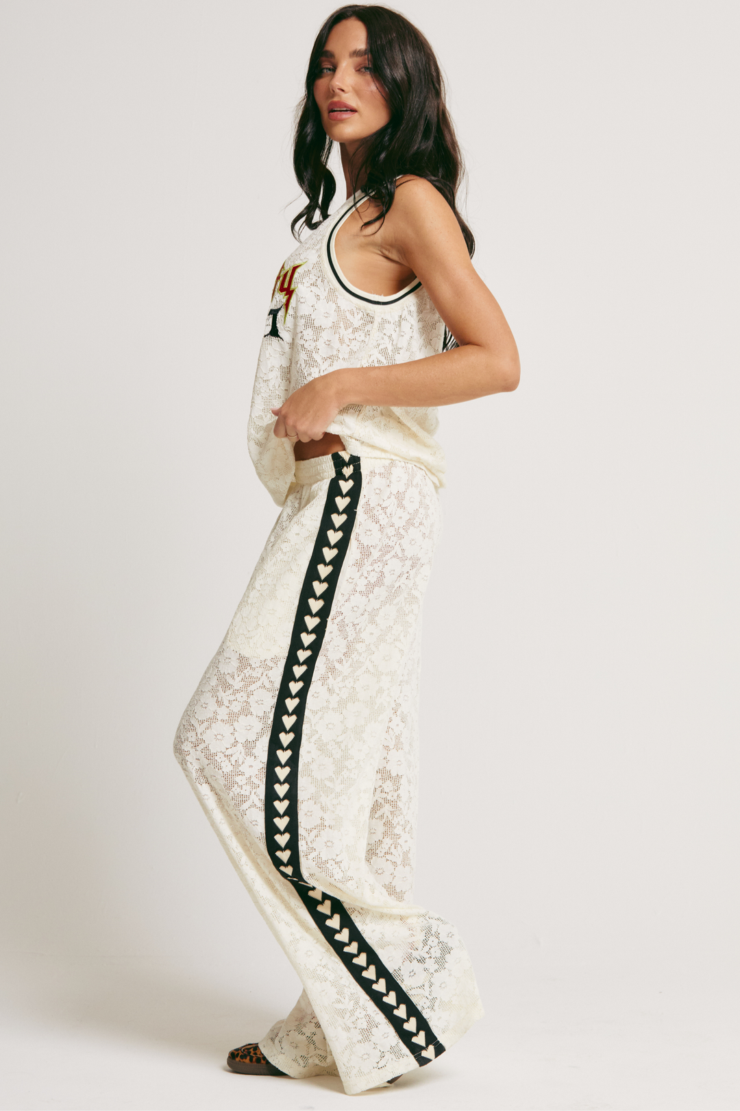 RAVING HEART LACE PANTS - CREAM